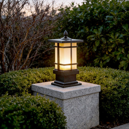 Garden Bollard Lighting Vintage Pavilion Style Black Outdoor Light