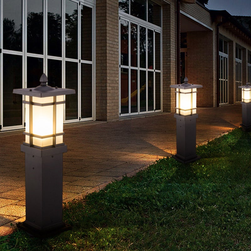 Garden Bollard Lighting Vintage Pavilion Style Black Outdoor Light