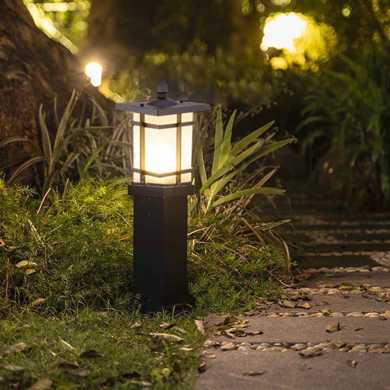 Garden Bollard Lighting Vintage Pavilion Style Black Outdoor Light