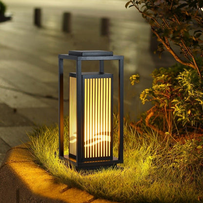 Garden Bollards Lights Striped Black Modern Outdoor Lamp