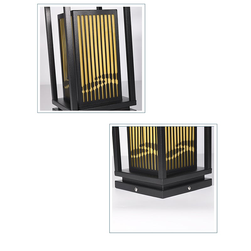 Garden Bollards Lights Striped Black Modern Outdoor Lamp