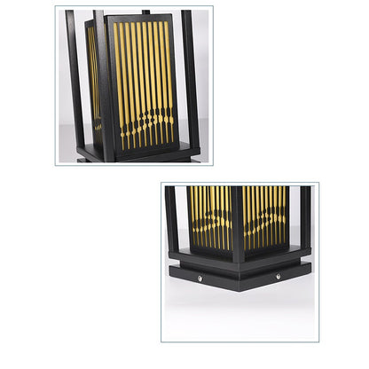 Garden Bollards Lights Striped Black Modern Outdoor Lamp