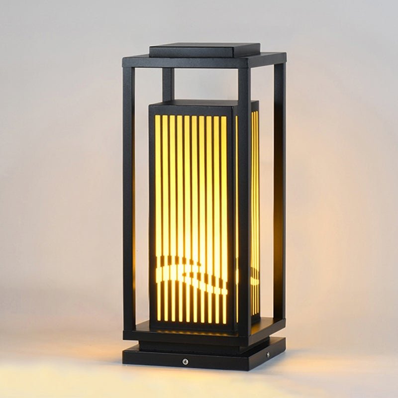 Garden Bollards Lights Striped Black Modern Outdoor Lamp