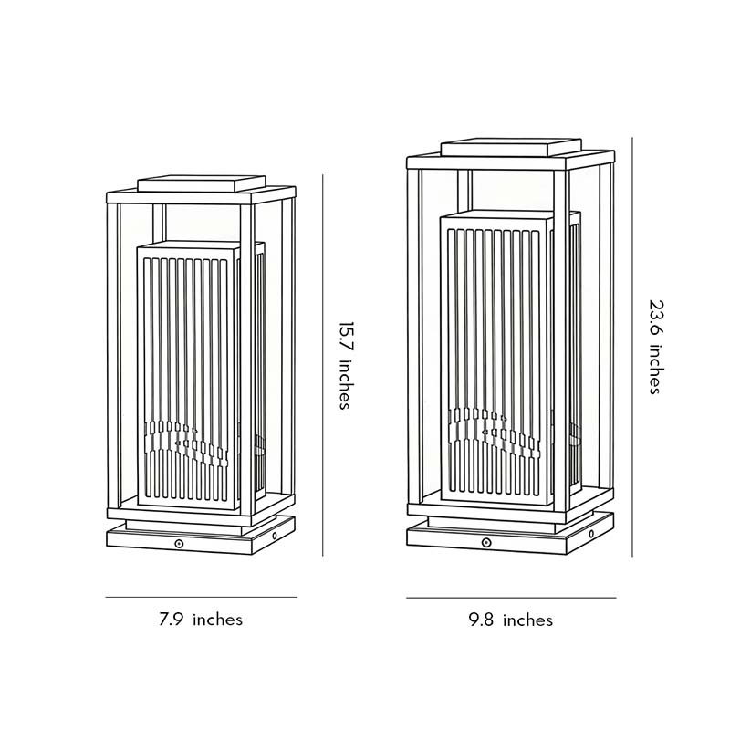 Garden Bollards Lights Striped Black Modern Outdoor Lamp