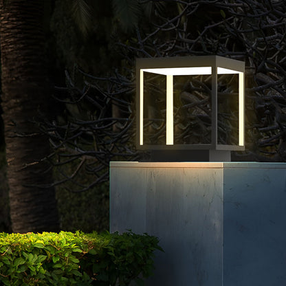 Concrete Pillar Lights Modern Open-Frame Square LED Light