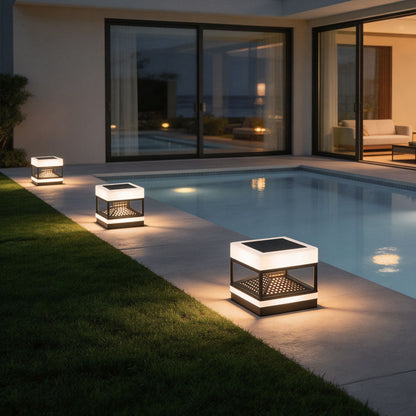 Pillar Top Lights Modern Outdoor Waterproof Square Light