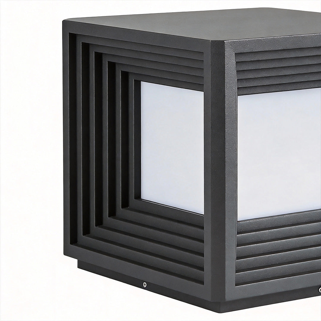 Gate Pillar Lights Modern Black Square Solar Metal Light