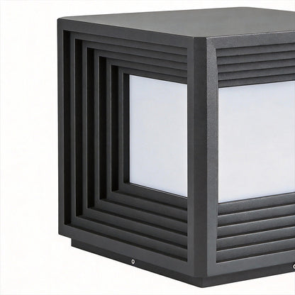 Gate Pillar Lights Modern Black Square Solar Metal Light