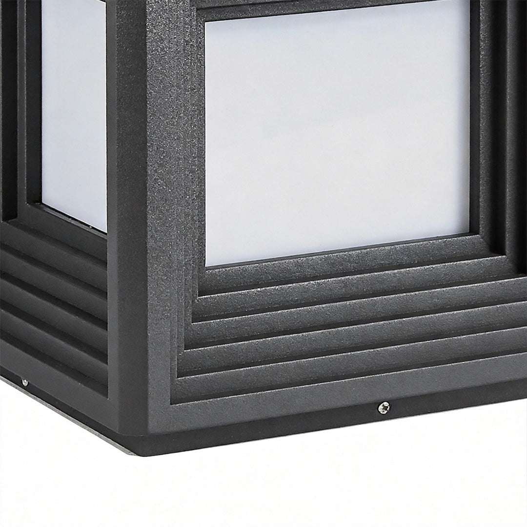 Gate Pillar Lights Modern Black Square Solar Metal Light