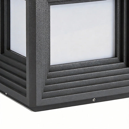 Gate Pillar Lights Modern Black Square Solar Metal Light