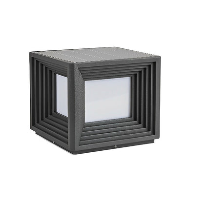 Gate Pillar Lights Modern Black Square Solar Metal Light