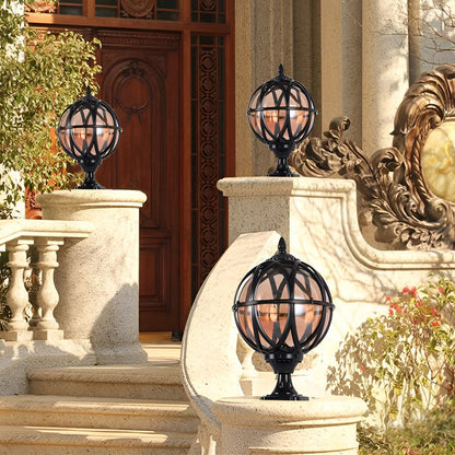 Globe Pillar Lights European Glass Waterproof Outdoor Lamp