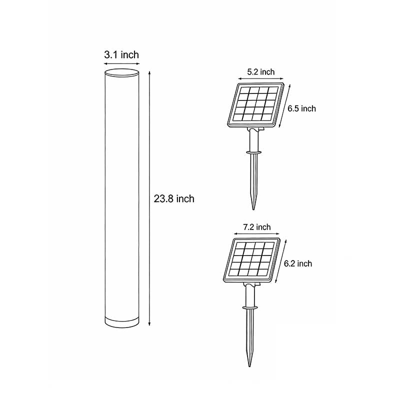 Long Cylindrical Waterproof White Modern Solar Lawn Lights Lamp Post
