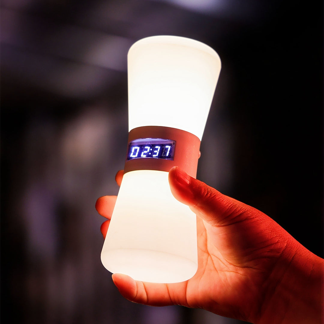 White Mini Table Lamp with Countdown Timer and Gravity Sensor — Ambient Hourglass Lamp