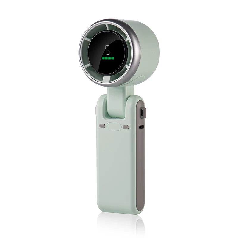 Handheld Turbo Fan Foldable with Digital Display – Rechargeable Portable Mini Fan for Travel & Outdoors