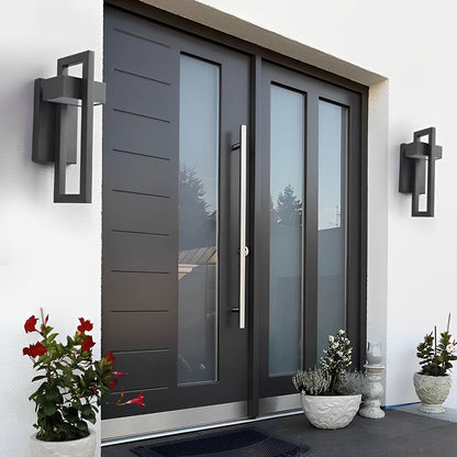 Black Outdoor Wall Sconce Modern Rectangular LED Light