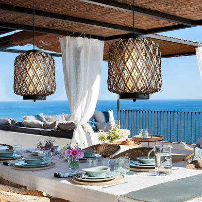 Hanging Lantern Lamp Woven Rural Modern Outdoor Pendant Light