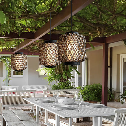 Hanging Lantern Lamp Woven Rural Modern Outdoor Pendant Light