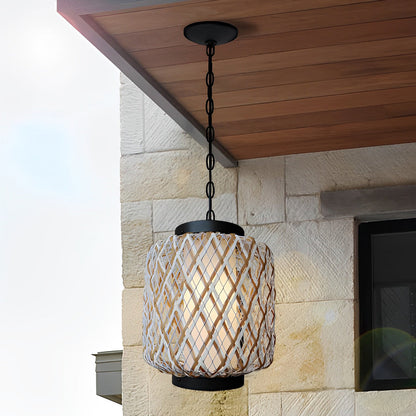 Hanging Lantern Lamp Woven Rural Modern Outdoor Pendant Light