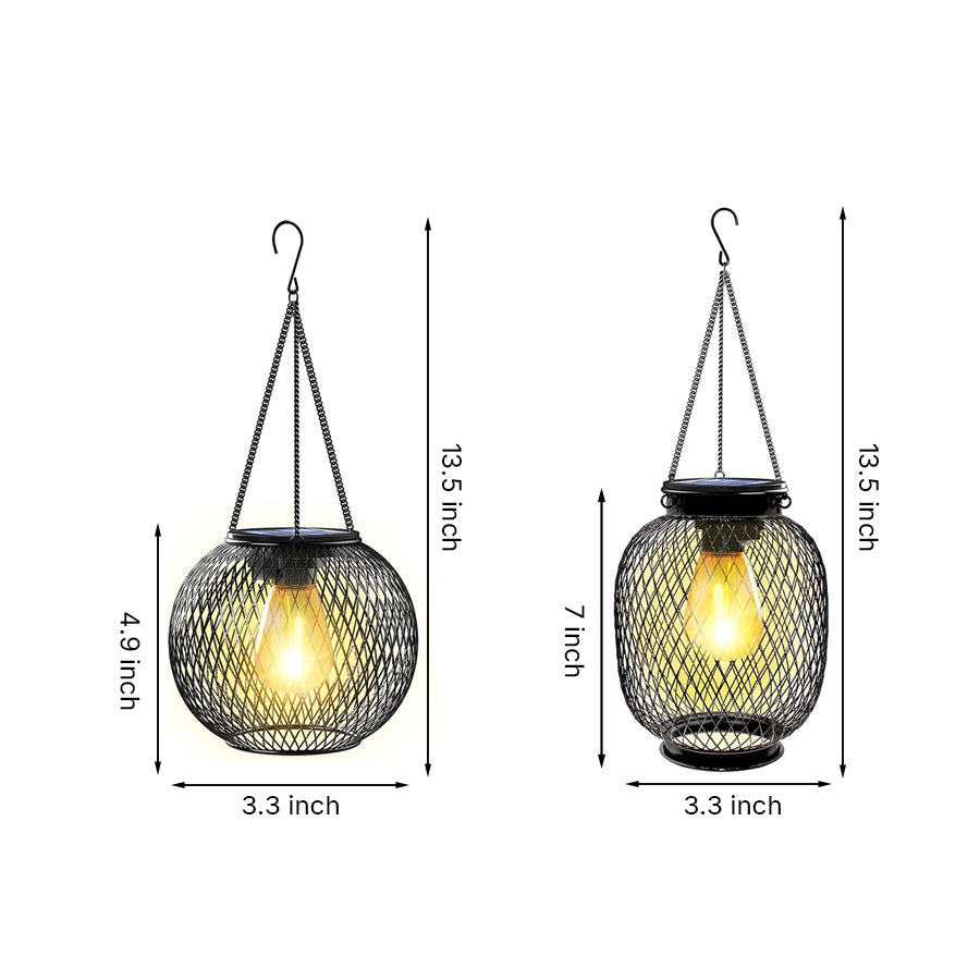 Lantern Style Outdoor Lights Solar Iron Mesh Hanging Lights