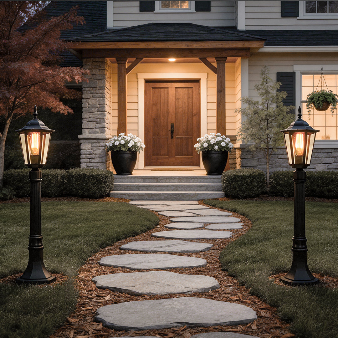 Hexagon Path Light Elegant Traditional Black Waterproof LED Light