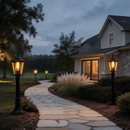 Hexagon Path Light Elegant Traditional Black Waterproof LED Light