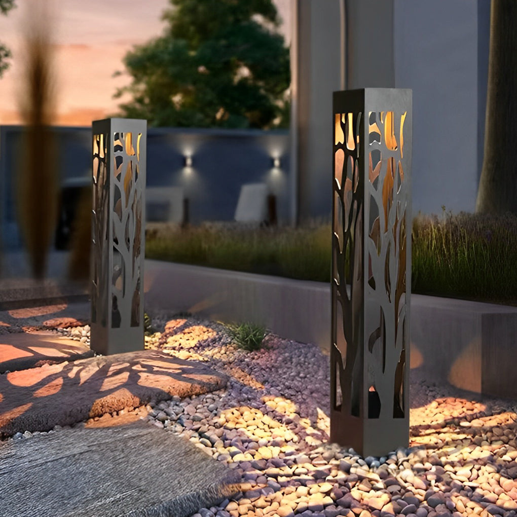 Hollow Outdoor Landscape Lighting Modern Black Path Light