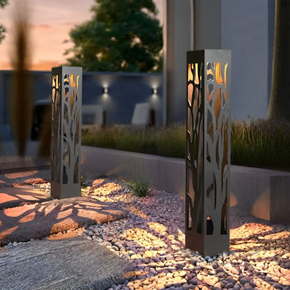 Hollow Outdoor Landscape Lighting Modern Black Path Light