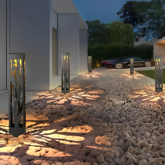 Hollow Outdoor Landscape Lighting Modern Black Path Light