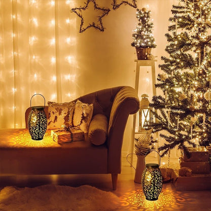 Hollow Outdoor Solar Lights Vintage Red Copper Light