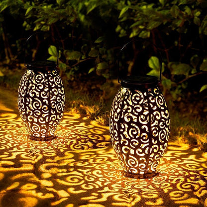 Hollow Outdoor Solar Lights Vintage Red Copper Light