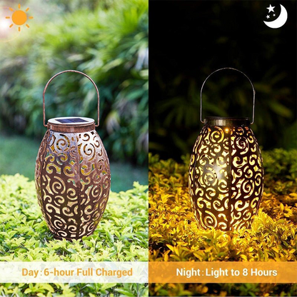 Hollow Outdoor Solar Lights Vintage Red Copper Light