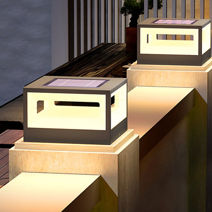 Hollow Square Pillar Light Waterproof Solar LED Fence Post Lamp