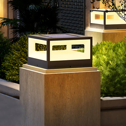 Hollow Square Pillar Light Waterproof Solar LED Fence Post Lamp