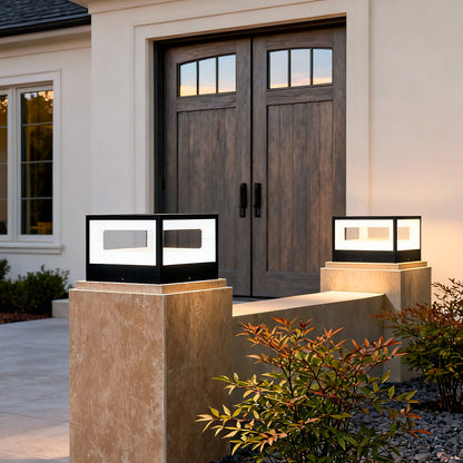 Hollow Square Pillar Light Waterproof Solar LED Fence Post Lamp