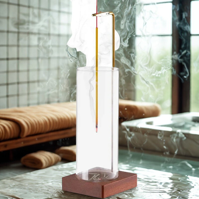 Glass Incense Holder with Removable Ash Catcher - Incense Burner for Sticks Cones Home Meditation