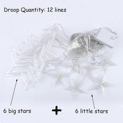 8.2 ft Curtain Hanging String Lights Acrylic Star LED Lighting for Christmas Wedding Fairy Lights 216 Bulbs
