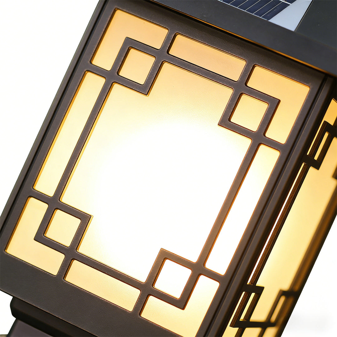 Lantern Pillar Lights Vintage Grid Waterproof Solar Light
