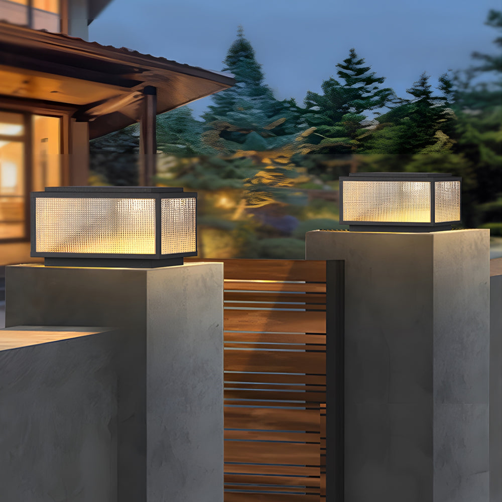 Outdoor Pillar Light Fixtures Cast Aluminum Square Waterproof