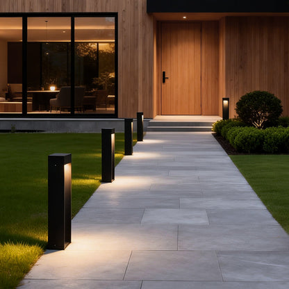 Bollard LED Lights Modern Black Outdoor Lawn Light