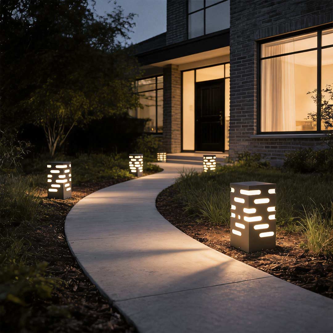 LED Garden Bollard Lights Modern Rectangular Outdoor Light
