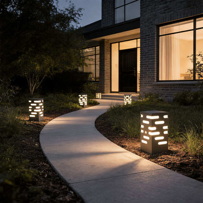 LED Garden Bollard Lights Modern Rectangular Outdoor Light