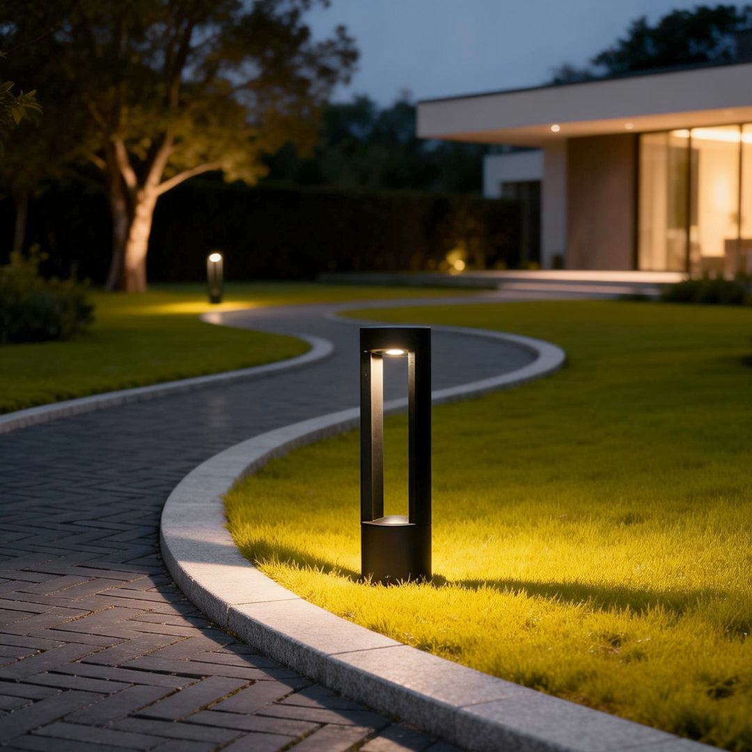 LED Light Bollard Outdoor Hollow Cylindrical Black Fixture
