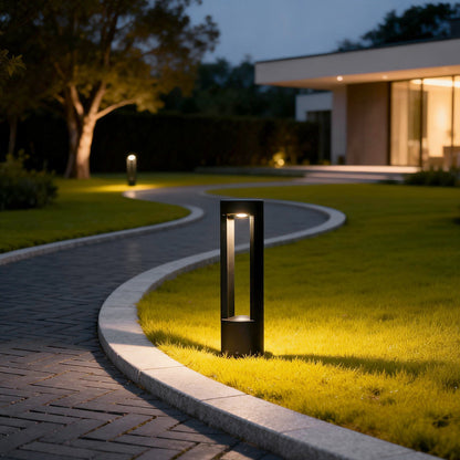 LED Light Bollard Outdoor Hollow Cylindrical Black Fixture