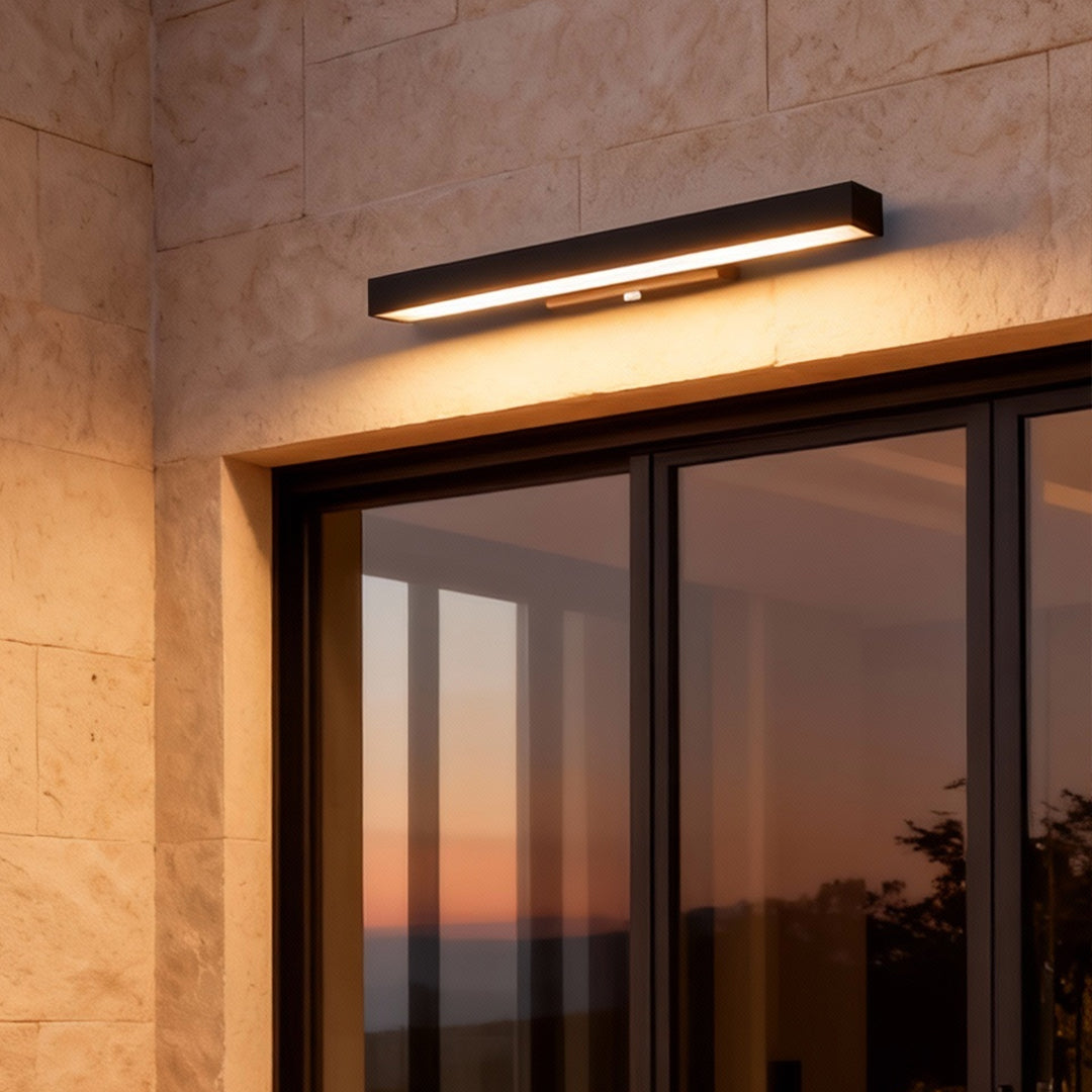 LED Linear Wall Light Outdoor Black Rectangular – IP65 Motion Sensor Sconce for Modern Exterior
