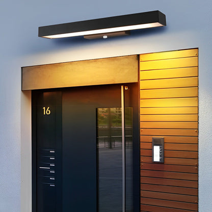 LED Linear Wall Light Outdoor Black Rectangular – IP65 Motion Sensor Sconce for Modern Exterior