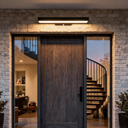 LED Linear Wall Light Outdoor Black Rectangular – IP65 Motion Sensor Sconce for Modern Exterior