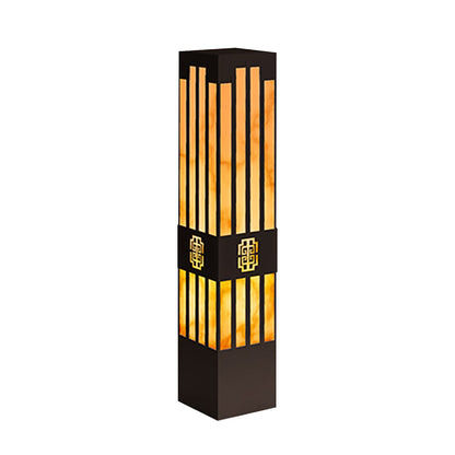 LED Marble Bollard Light Elegant Striped-Cut Landscape Lamp