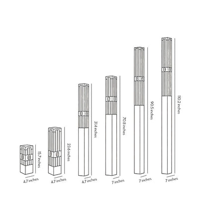 LED Marble Bollard Light Elegant Striped-Cut Landscape Lamp