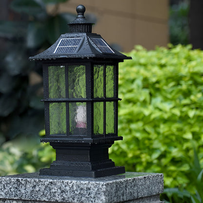 LED Pillar Lights Black Modern Solar Landscape Light